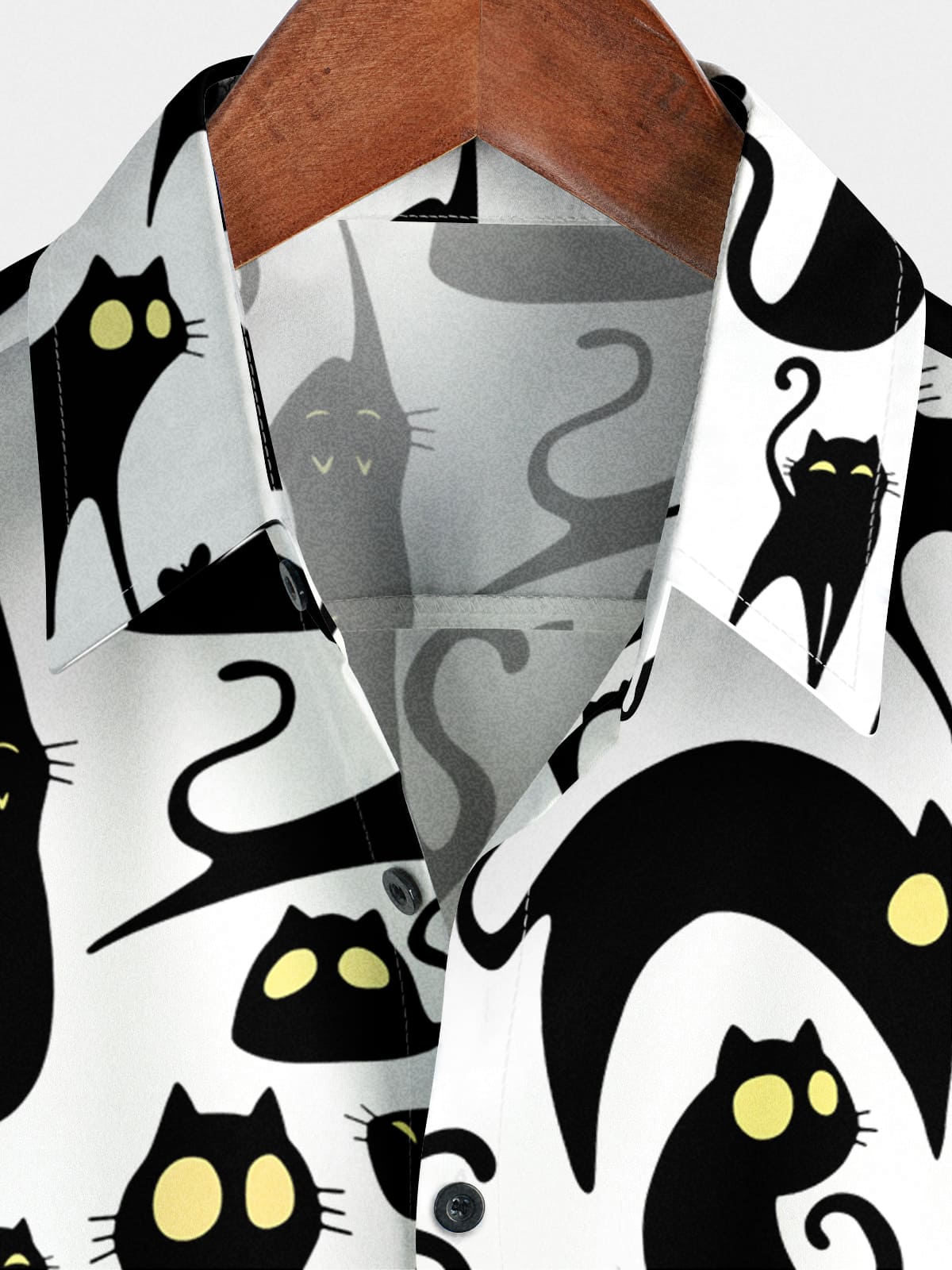 Chemise à manches courtes à imprimé chat pour hommes
