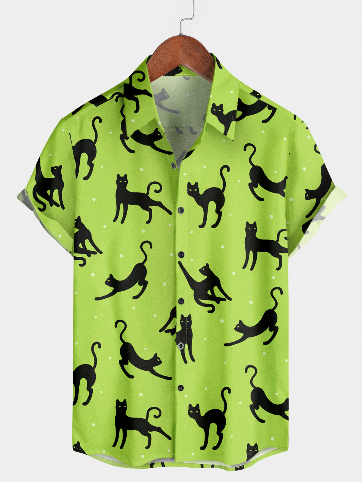 Chemise à manches courtes à imprimé chat pour hommes