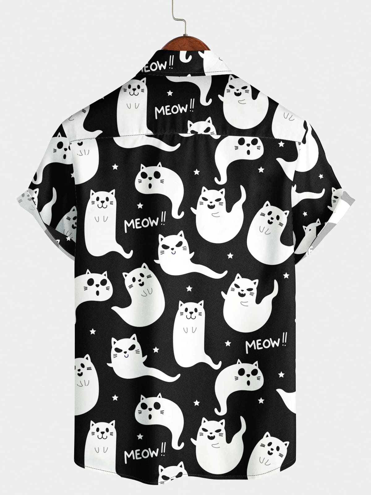 Chemise à manches courtes à imprimé chat pour hommes