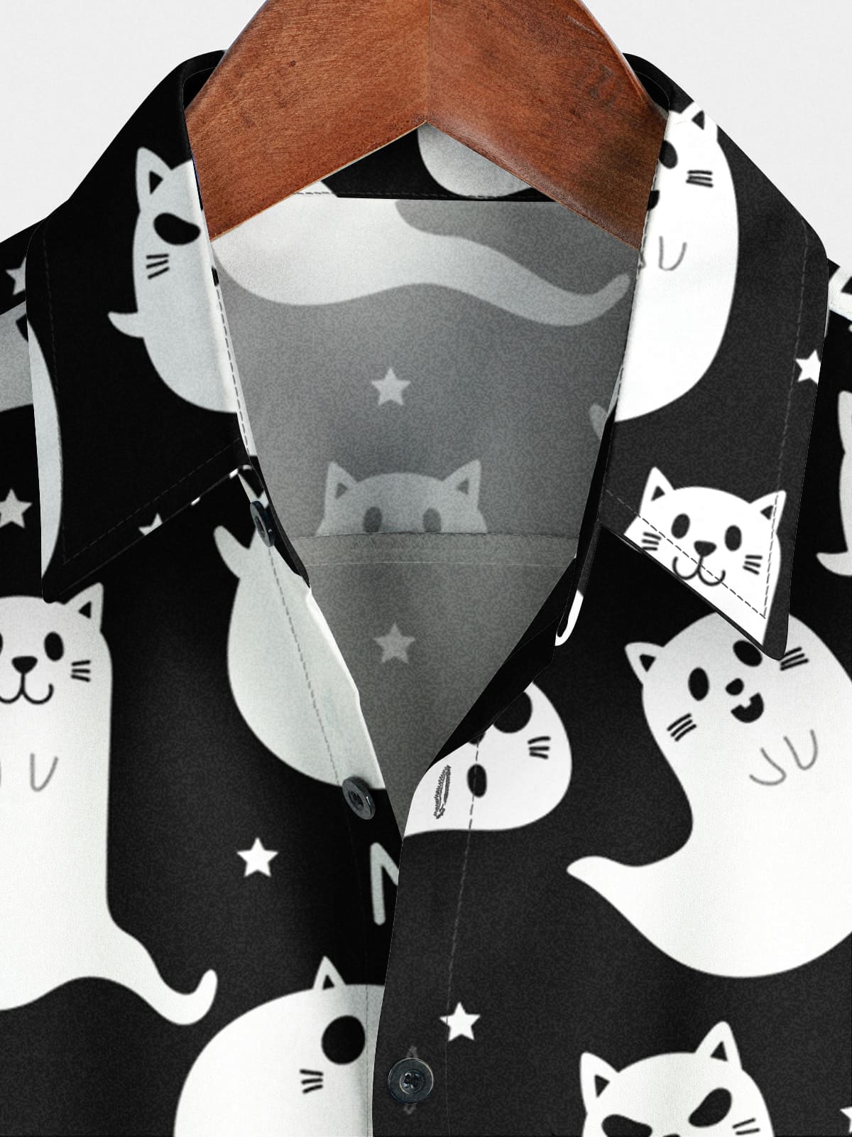 Chemise à manches courtes à imprimé chat pour hommes