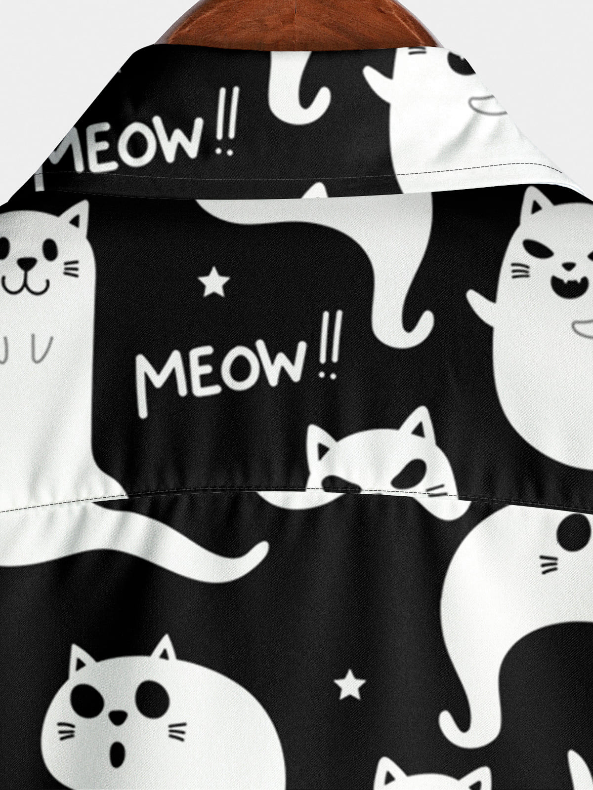 Chemise à manches courtes à imprimé chat pour hommes