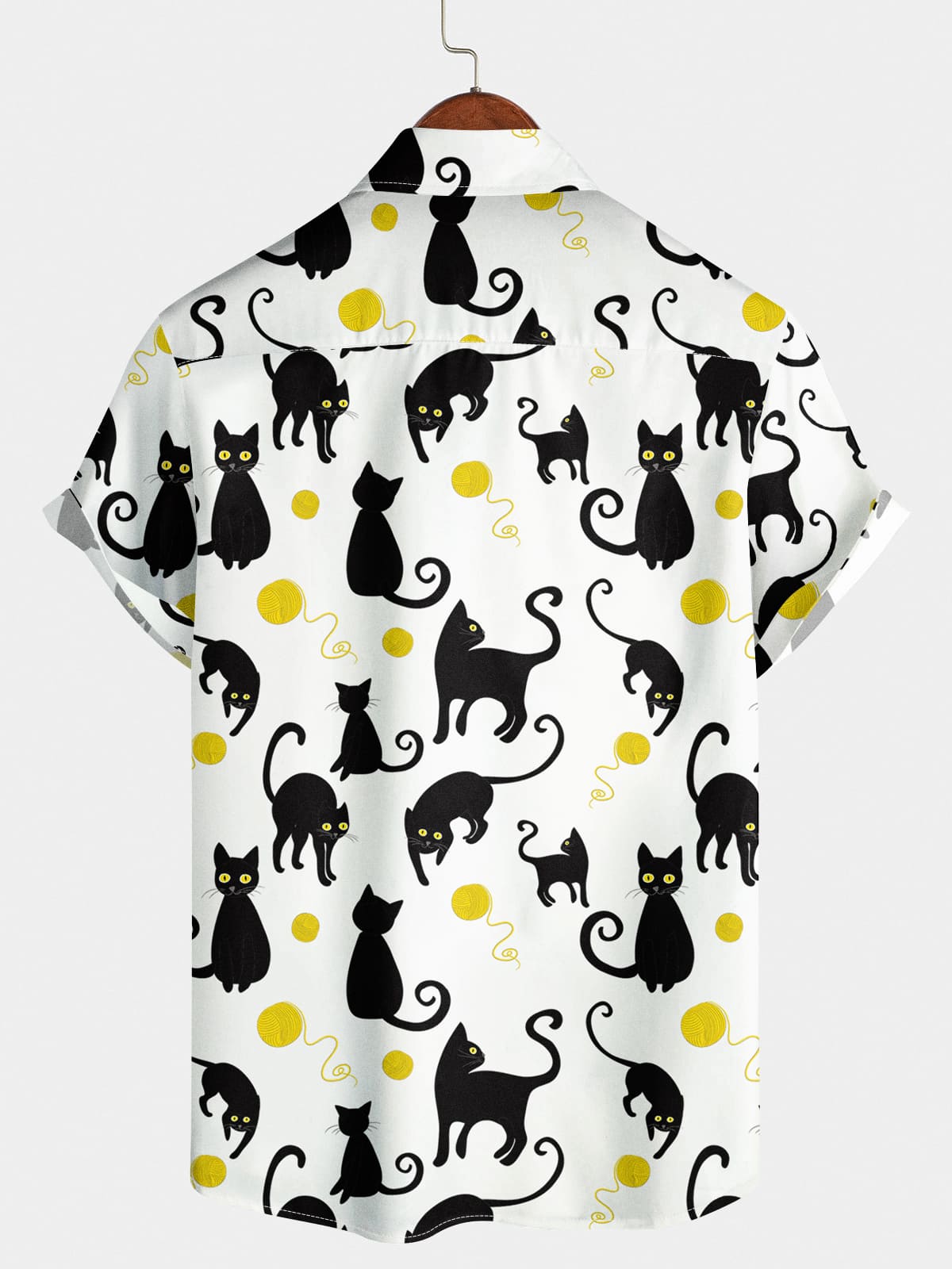 Chemise à manches courtes à imprimé chat pour hommes
