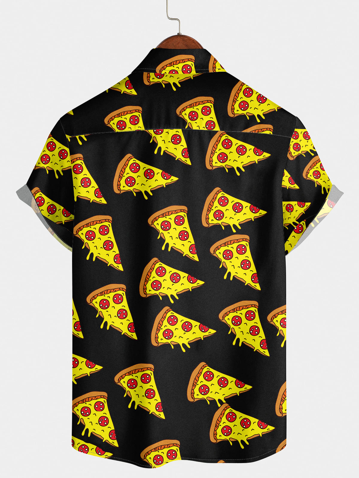 Chemise à manches courtes à imprimé pizza pour hommes