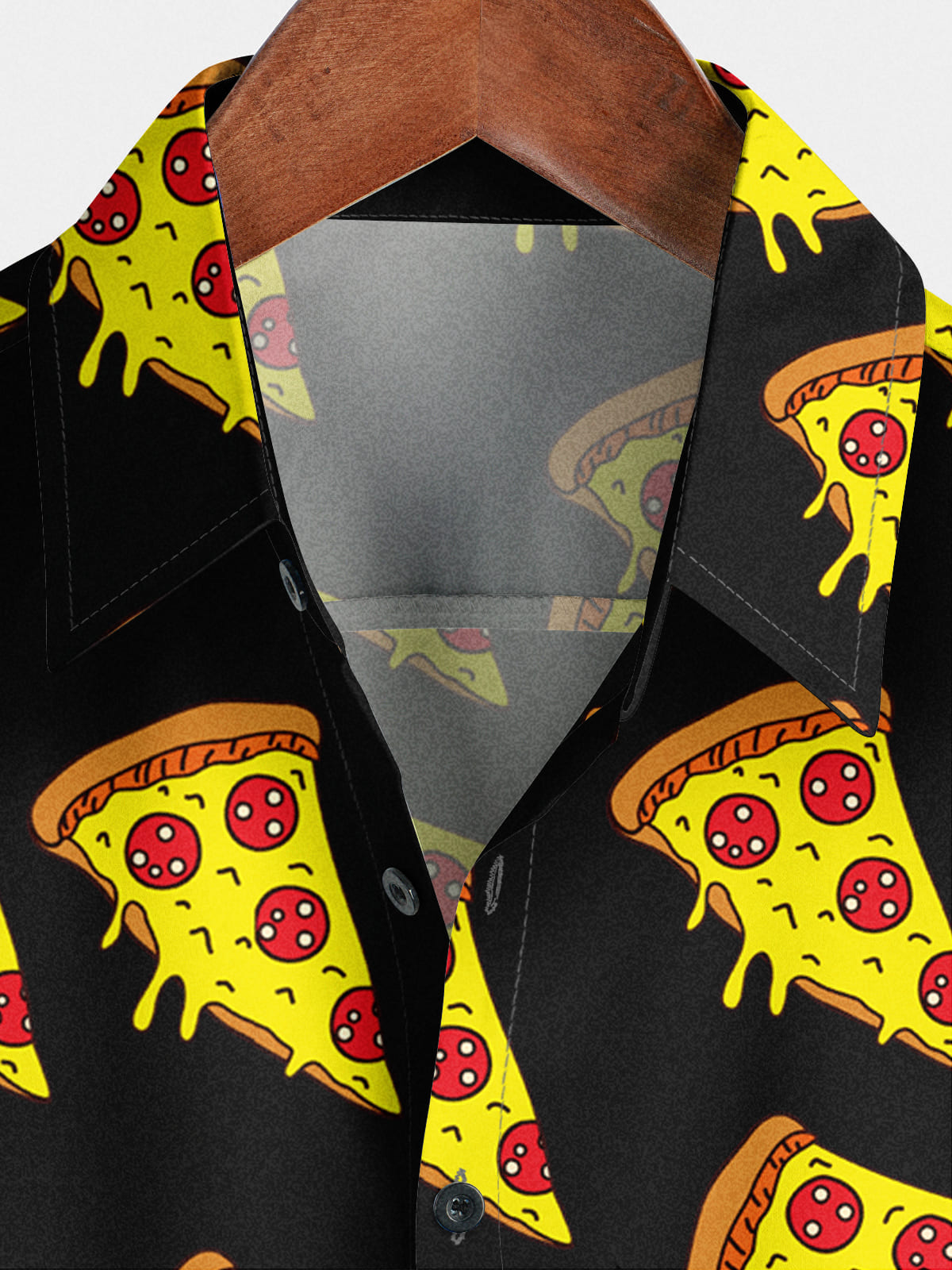 Chemise à manches courtes à imprimé pizza pour hommes