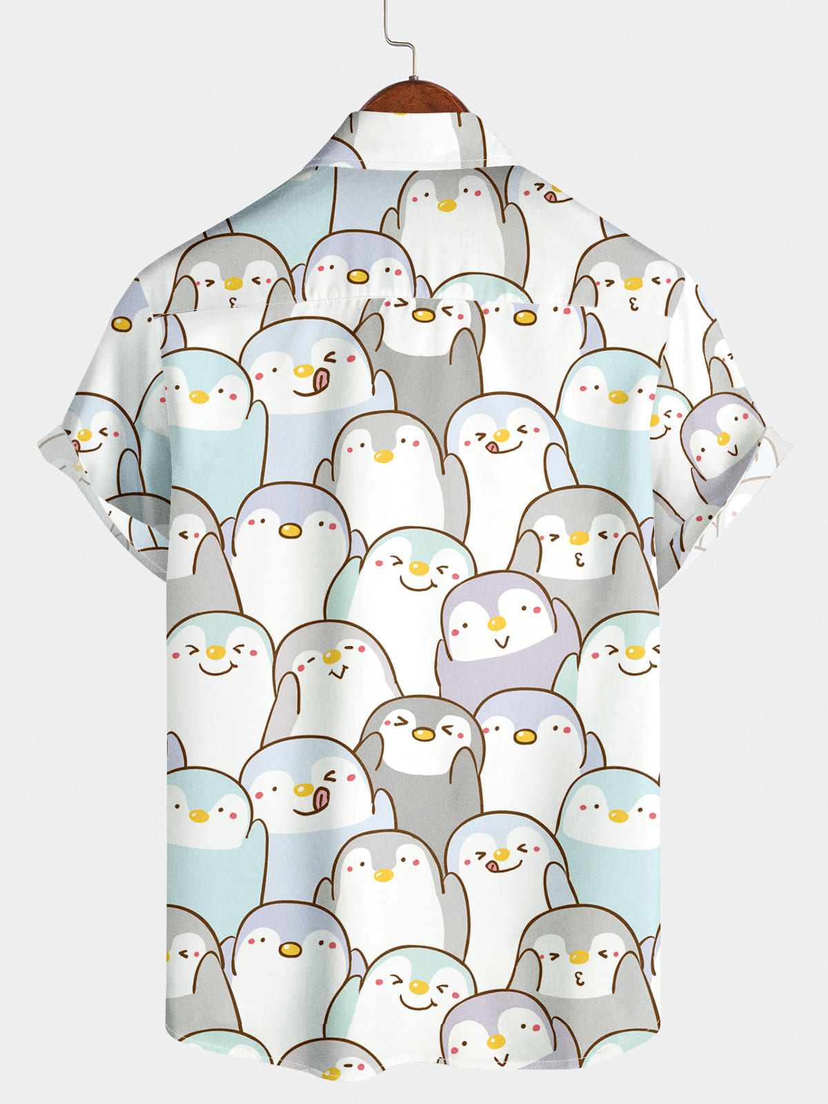 Chemise à manches courtes à imprimé pingouin pour hommes
