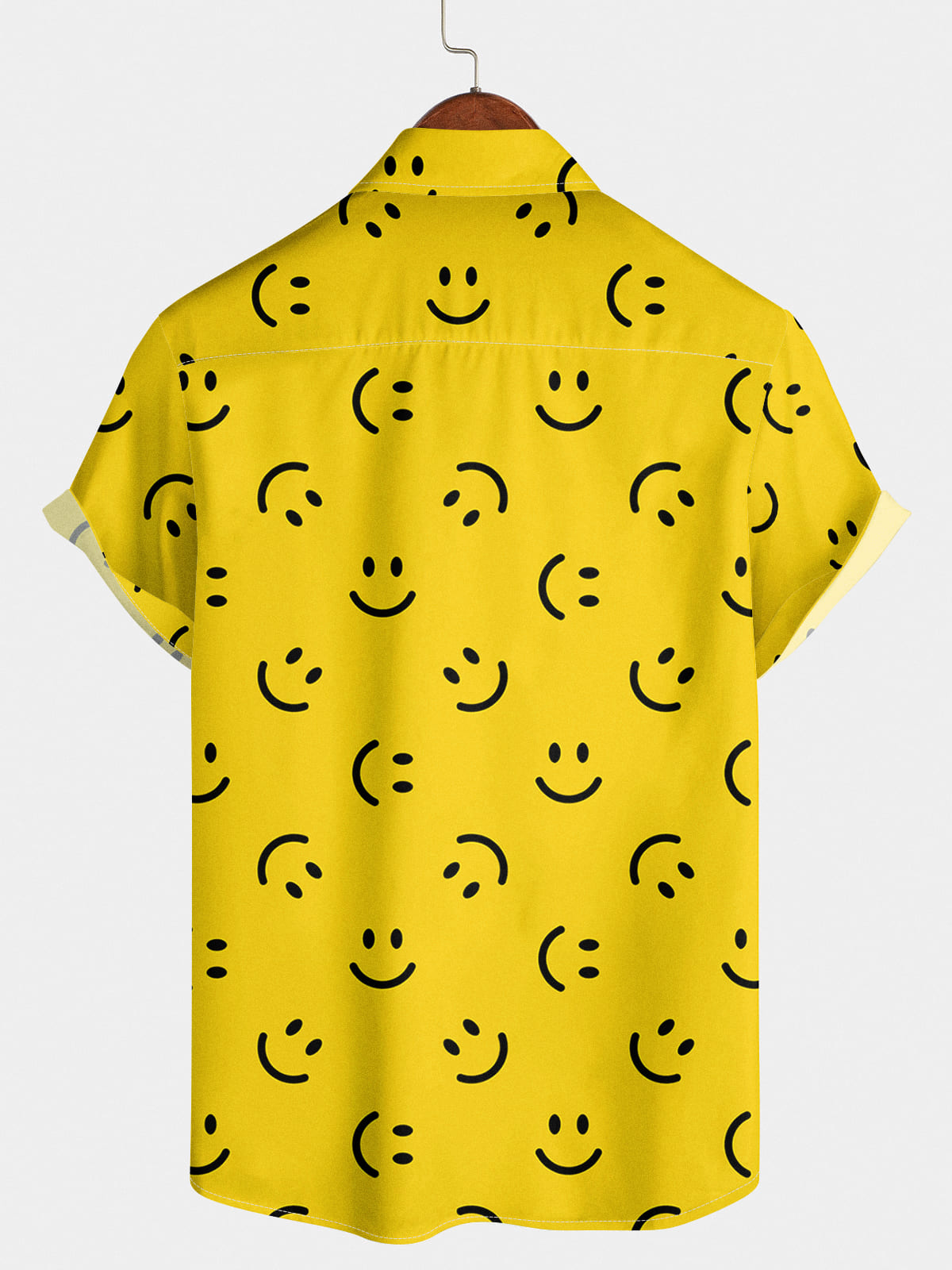 Chemise à manches courtes à imprimé sourire pour hommes