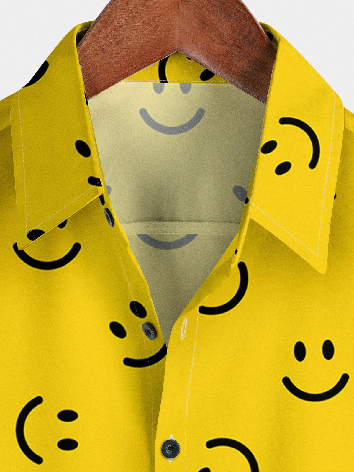 Chemise à manches courtes à imprimé sourire pour hommes