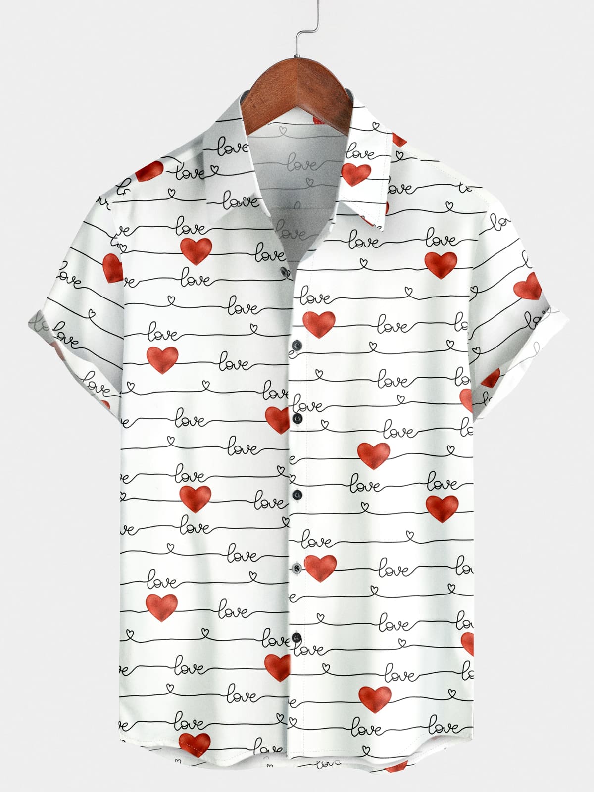 Chemise à manches courtes Love Heart pour hommes
