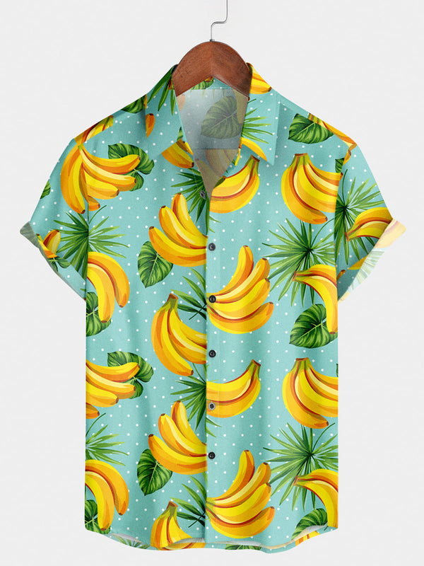Camicia da uomo a maniche corte con stampa banana