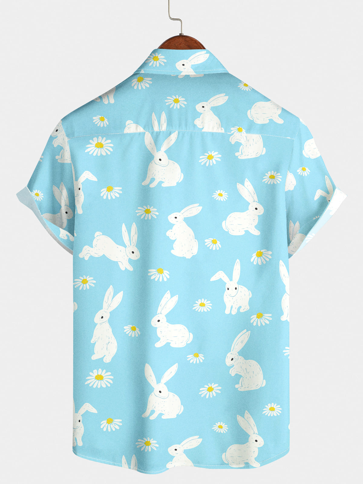 Chemise à manches courtes à imprimé lapin pour hommes