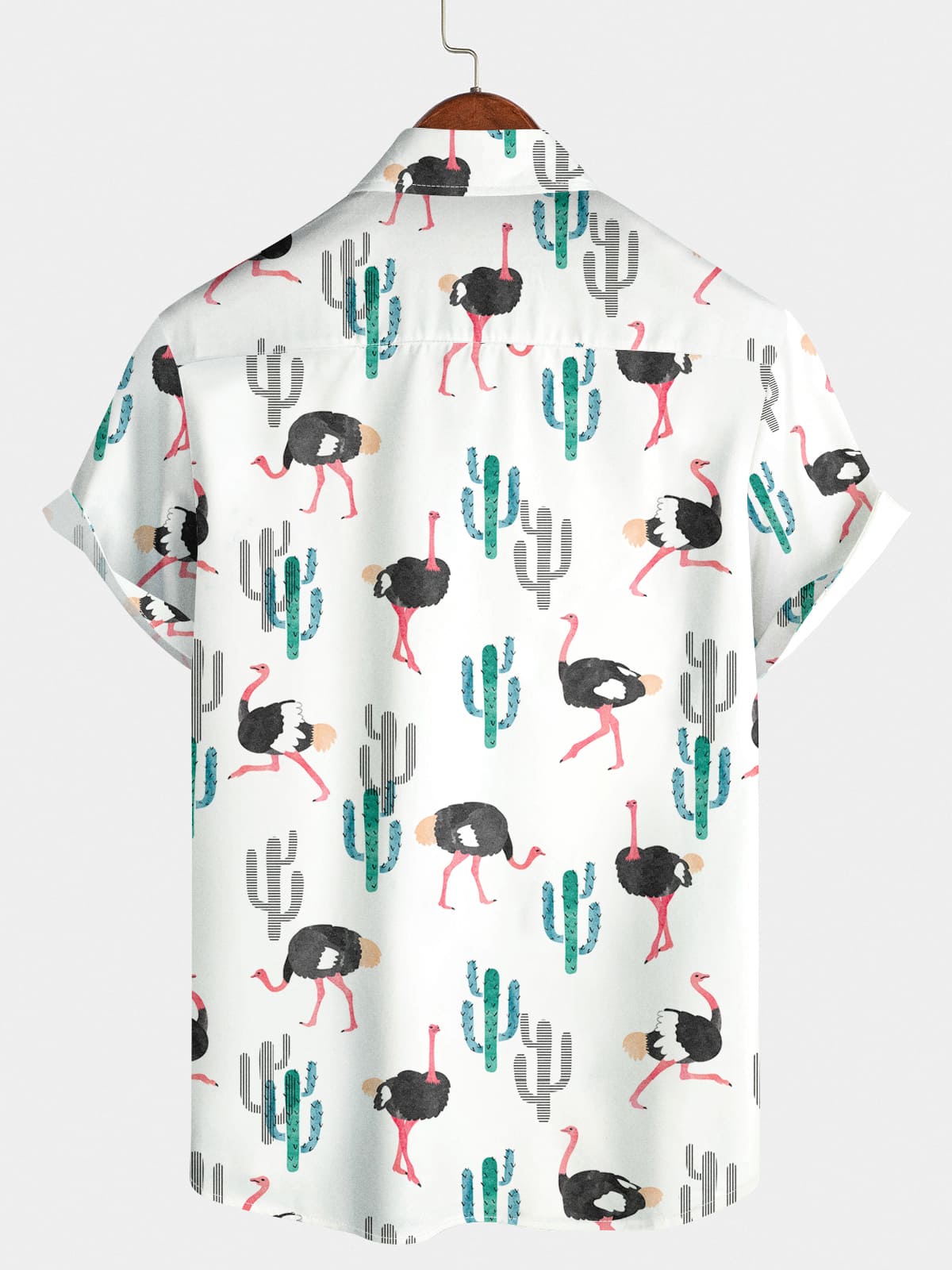 Chemise à manches courtes à imprimé autruche pour hommes
