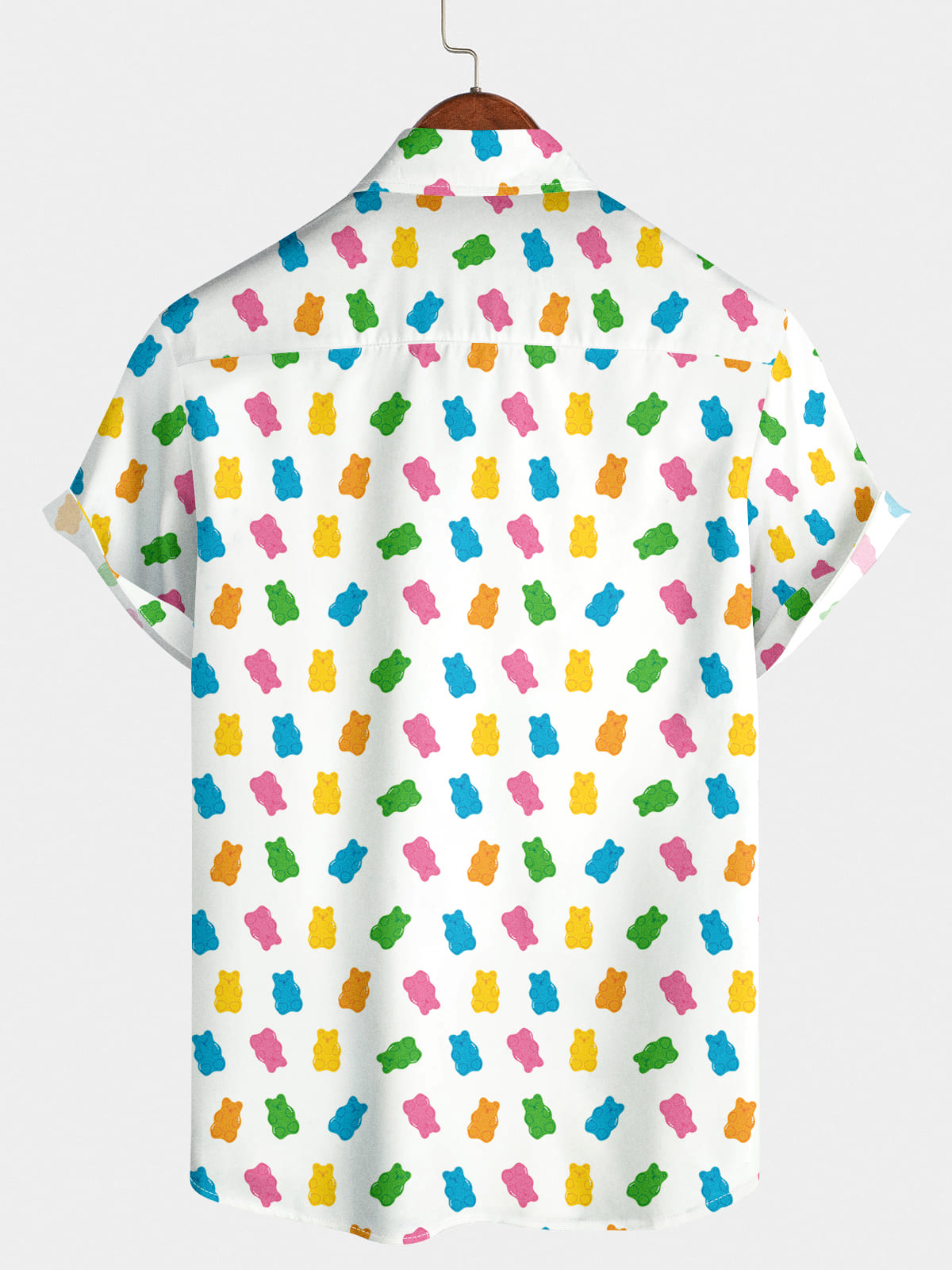 Camicia a maniche corte con stampa di orsetti gommosi da uomo