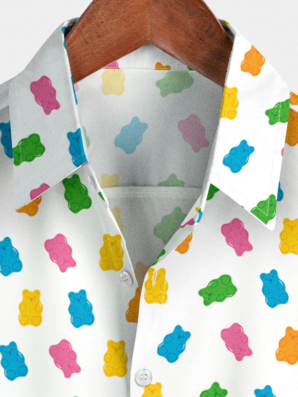 Camicia a maniche corte con stampa di orsetti gommosi da uomo