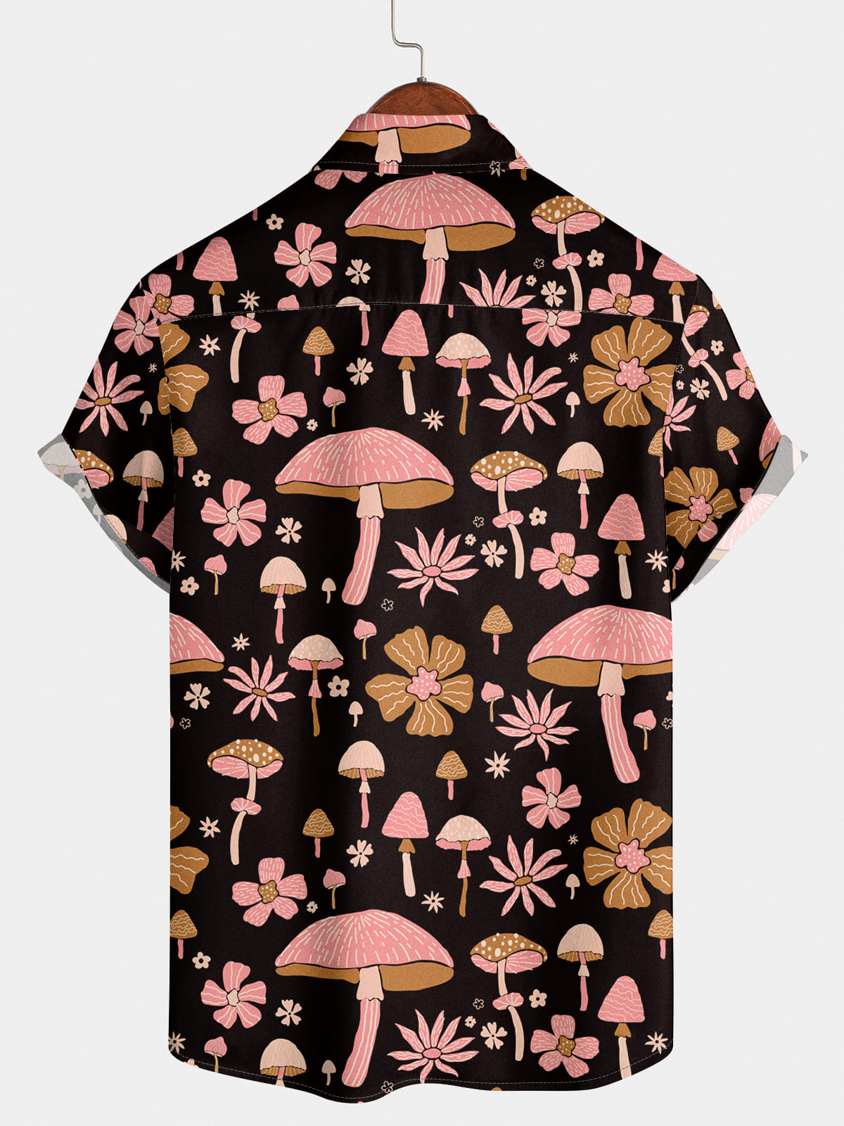 Chemise à manches courtes à imprimé champignon pour hommes