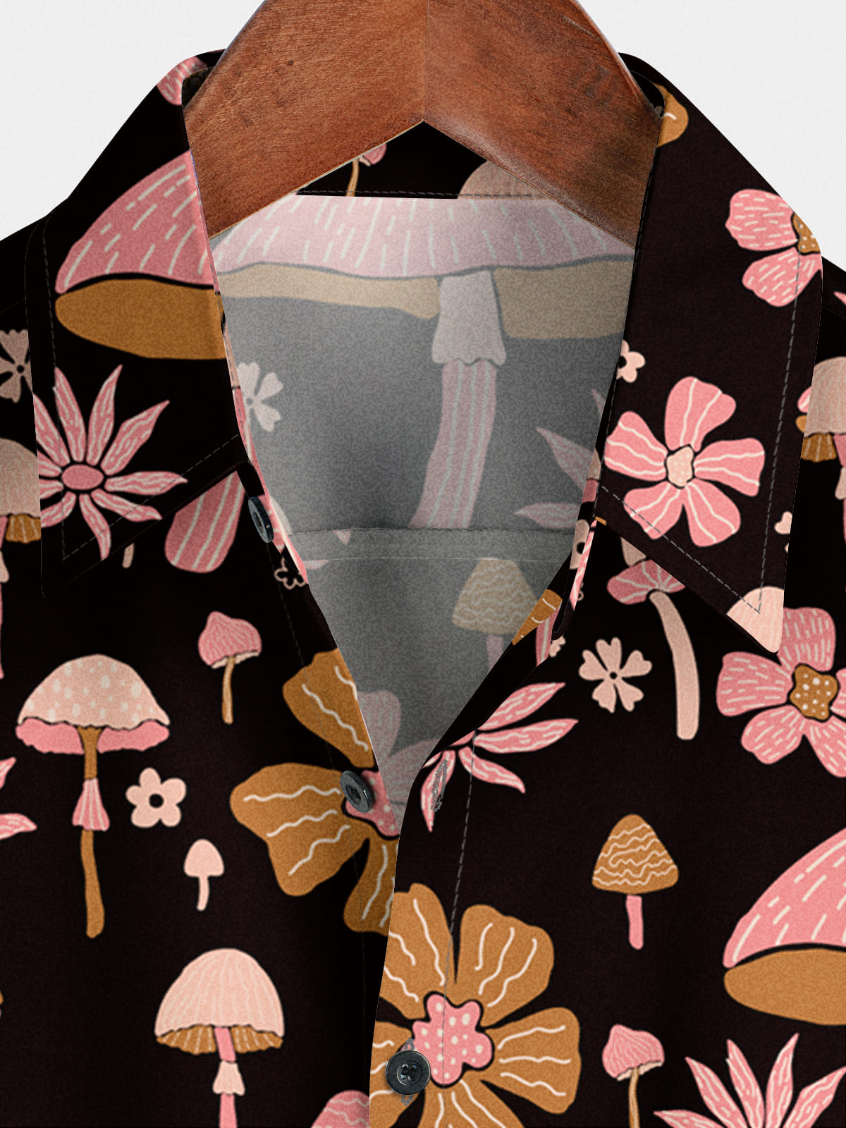 Chemise à manches courtes à imprimé champignon pour hommes