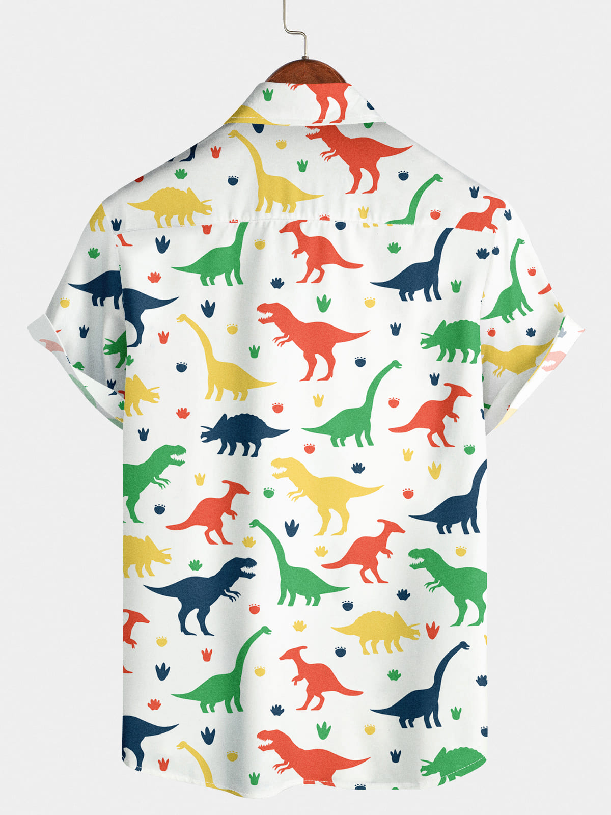 Chemise à manches courtes à imprimé dinosaure pour hommes