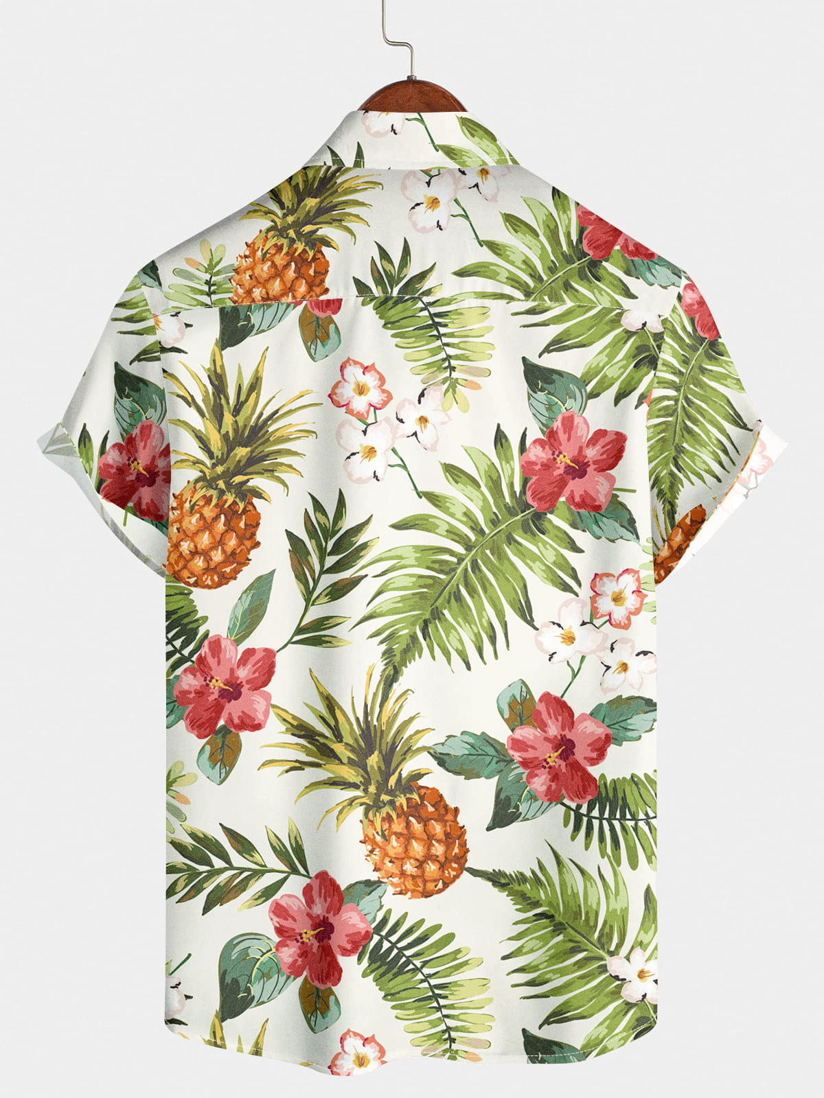 Chemise à manches courtes à fleurs et ananas pour hommes