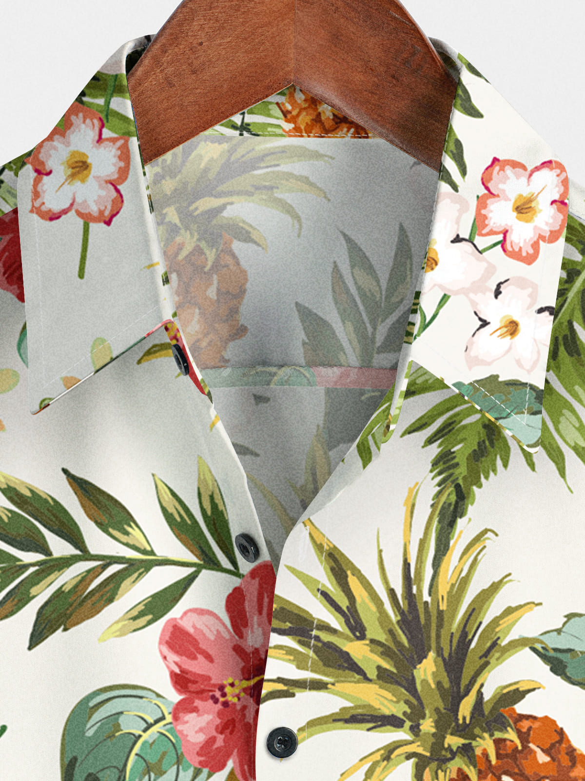 Chemise à manches courtes à fleurs et ananas pour hommes