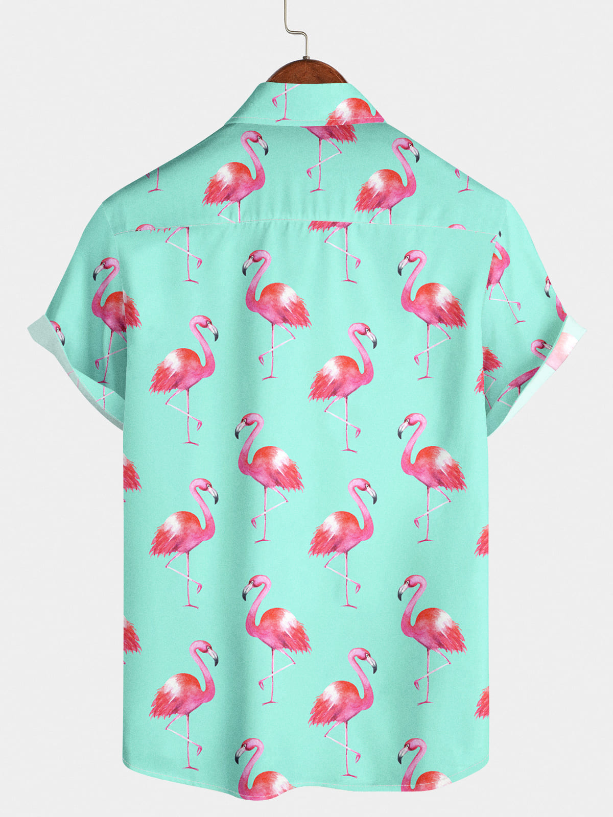Chemise à manches courtes à imprimé flamant rose pour hommes