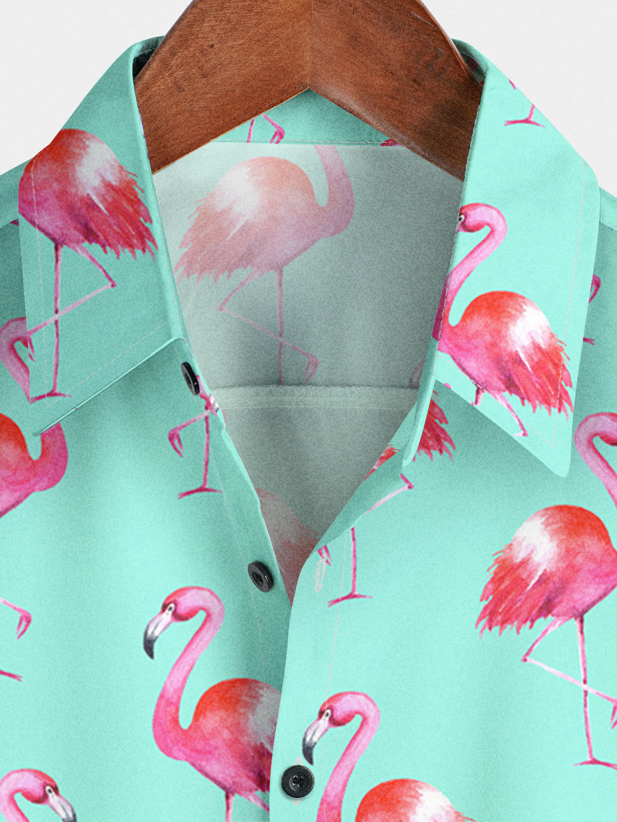 Chemise à manches courtes à imprimé flamant rose pour hommes