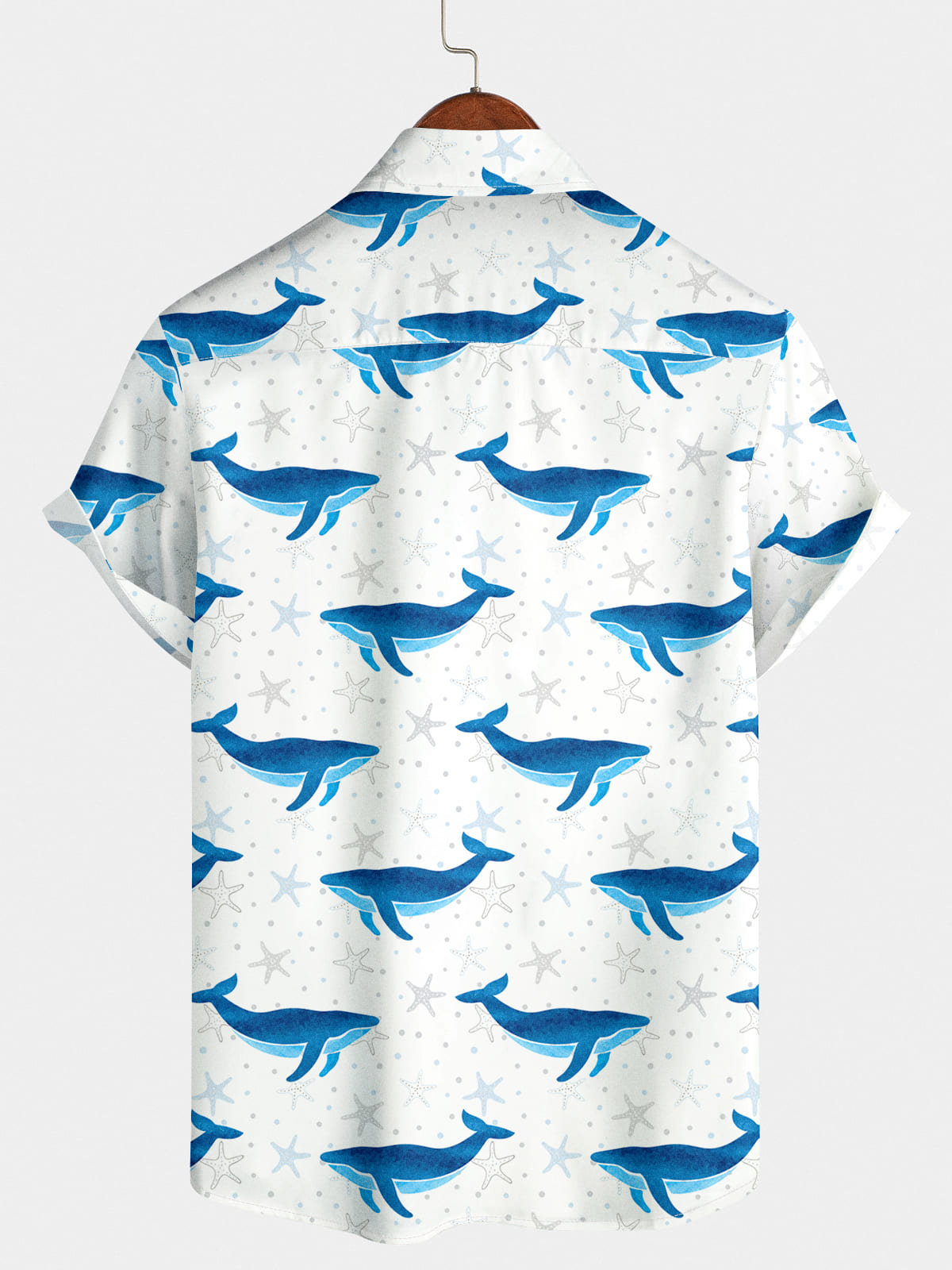 Camicia da uomo a maniche corte con stampa di balene