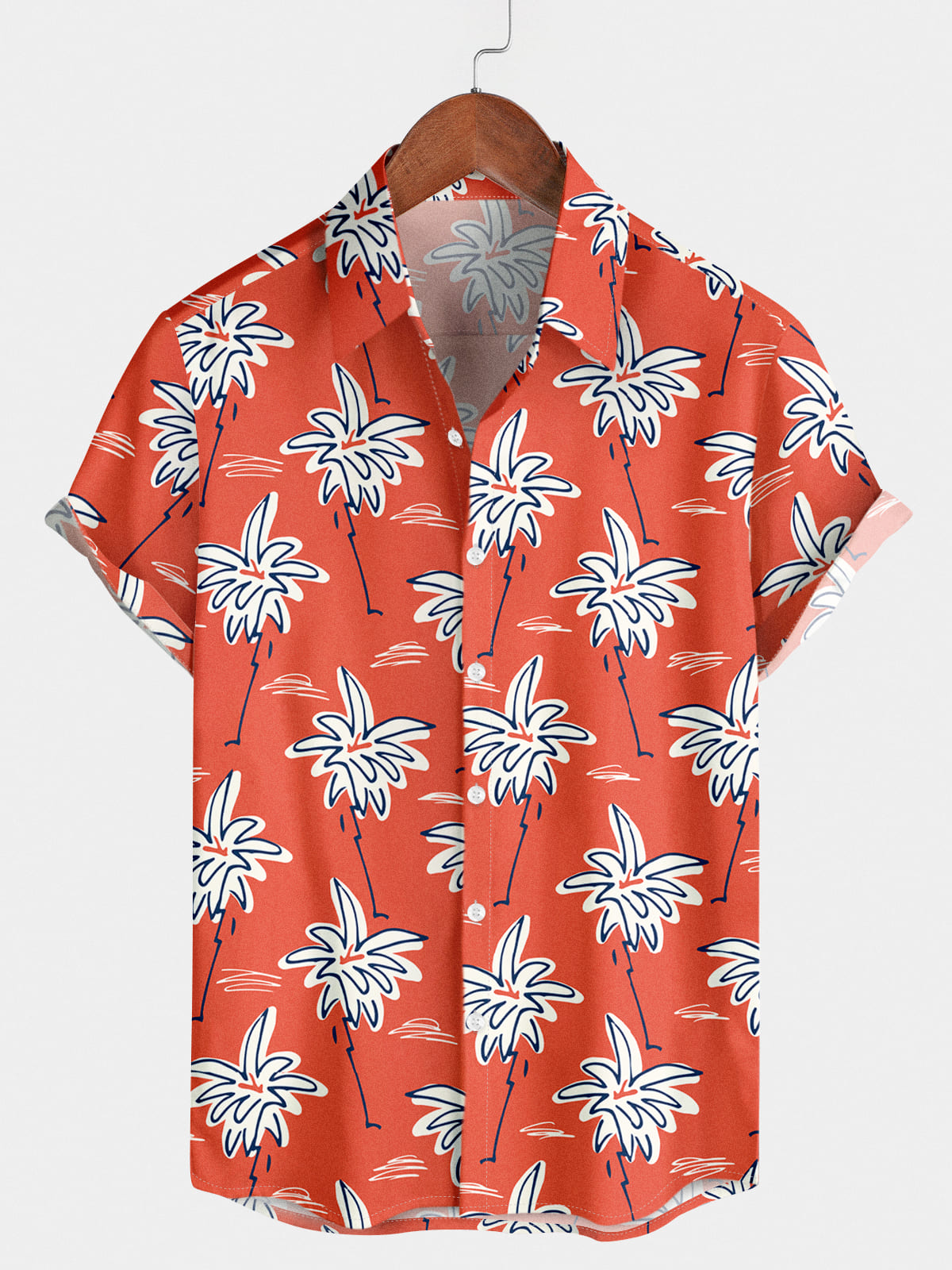 Chemise à manches courtes à imprimé cocotier pour homme
