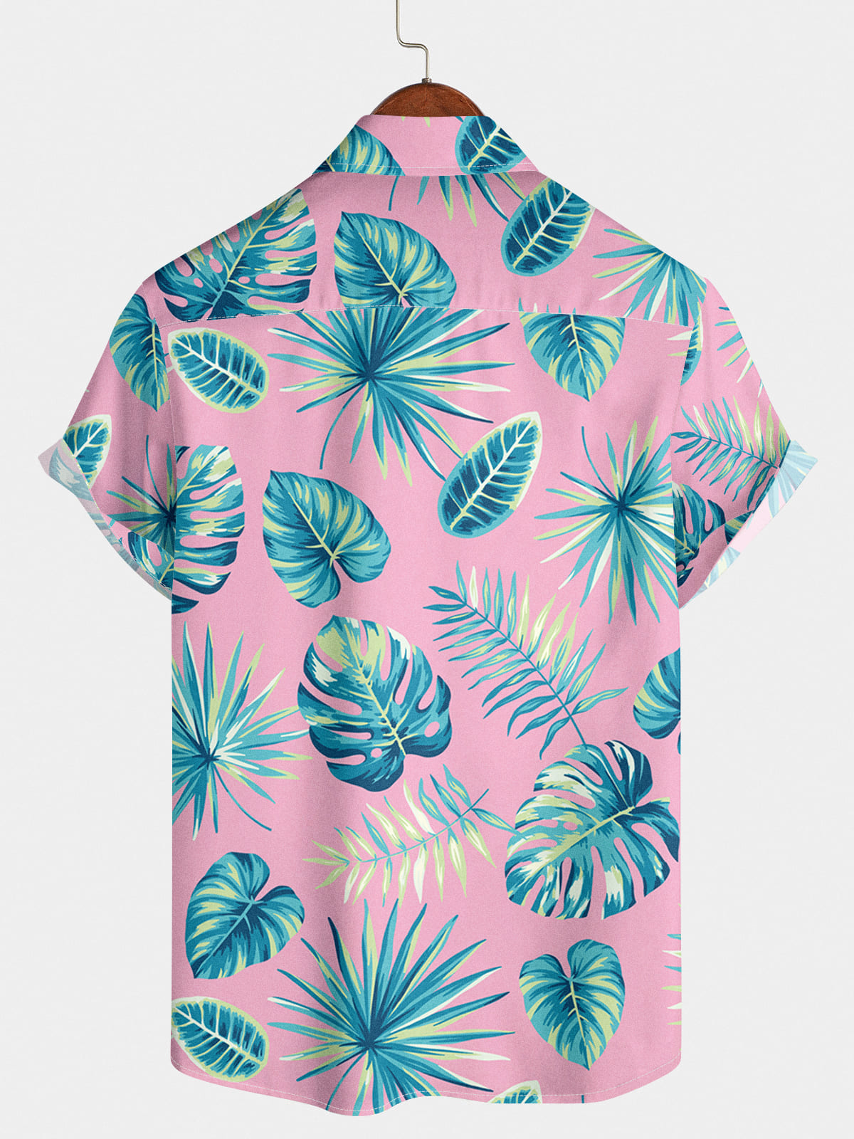 Chemise à manches courtes à imprimé feuilles pour hommes