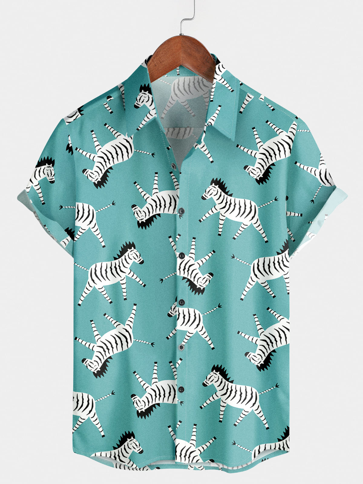 Chemise à manches courtes à imprimé zèbre pour hommes