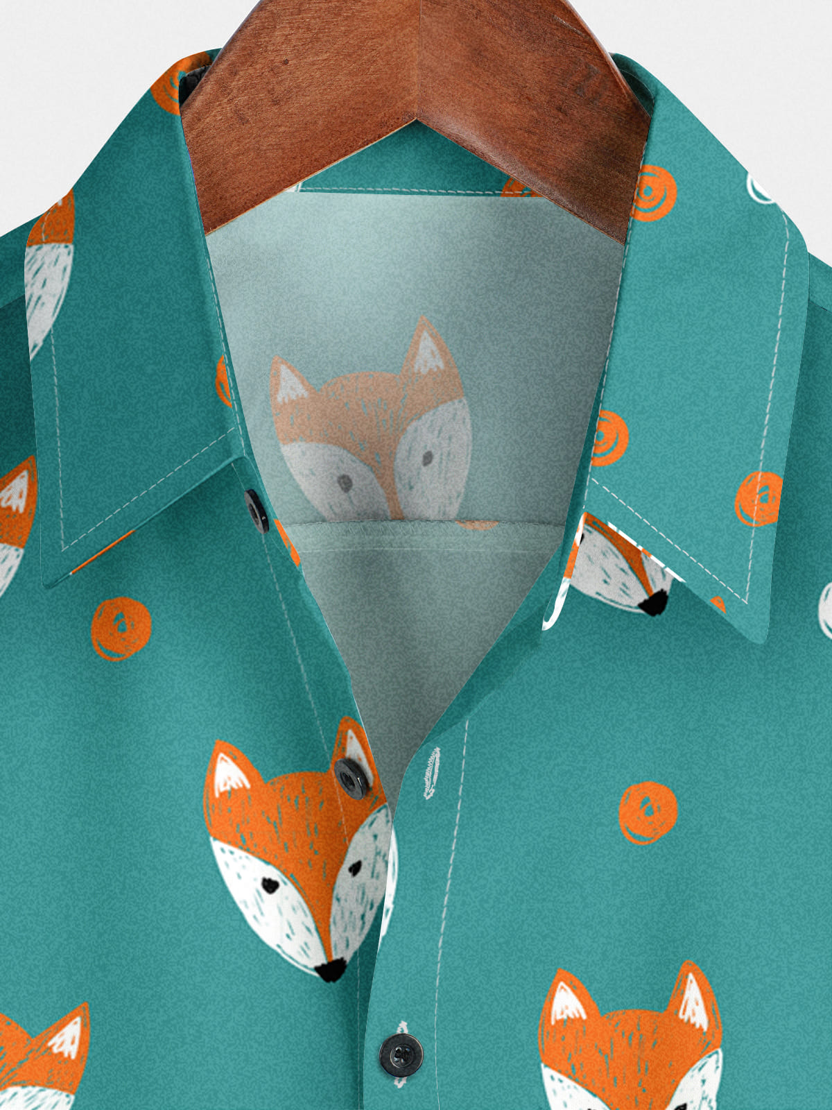 Chemise à manches courtes à imprimé renard pour hommes