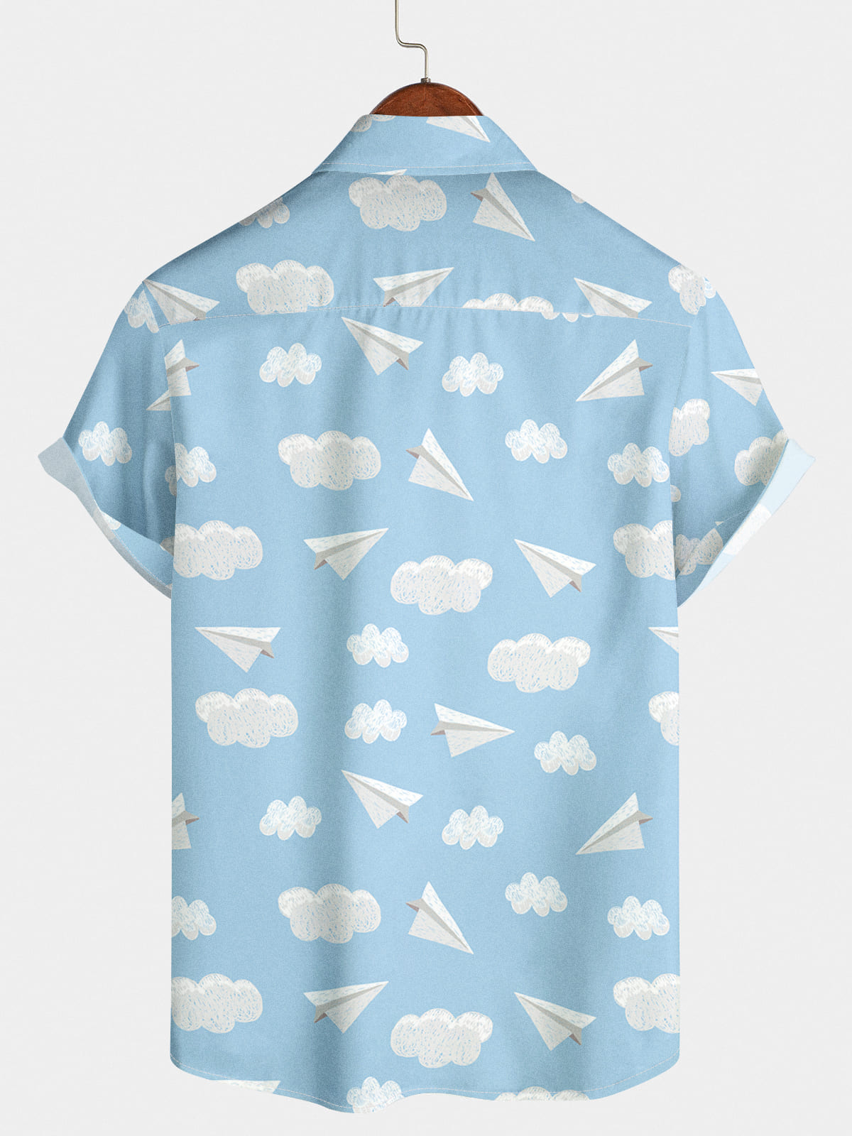 Chemise à manches courtes à imprimé avion en papier pour hommes