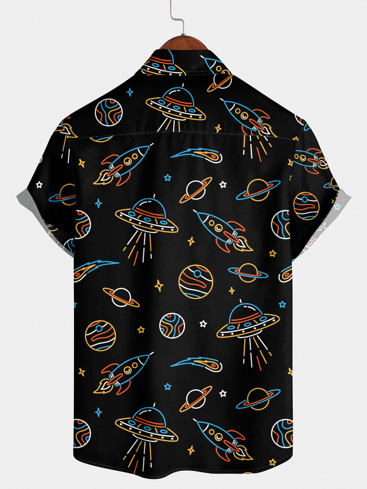 Chemise à manches courtes à imprimé spatial pour hommes
