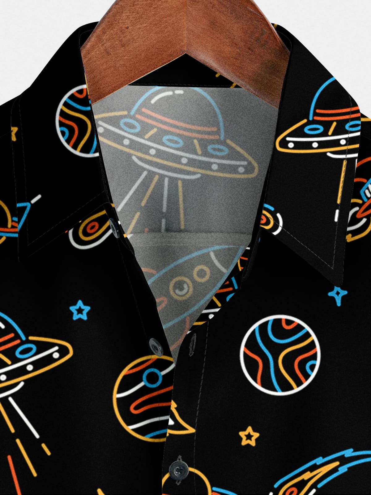 Chemise à manches courtes à imprimé spatial pour hommes