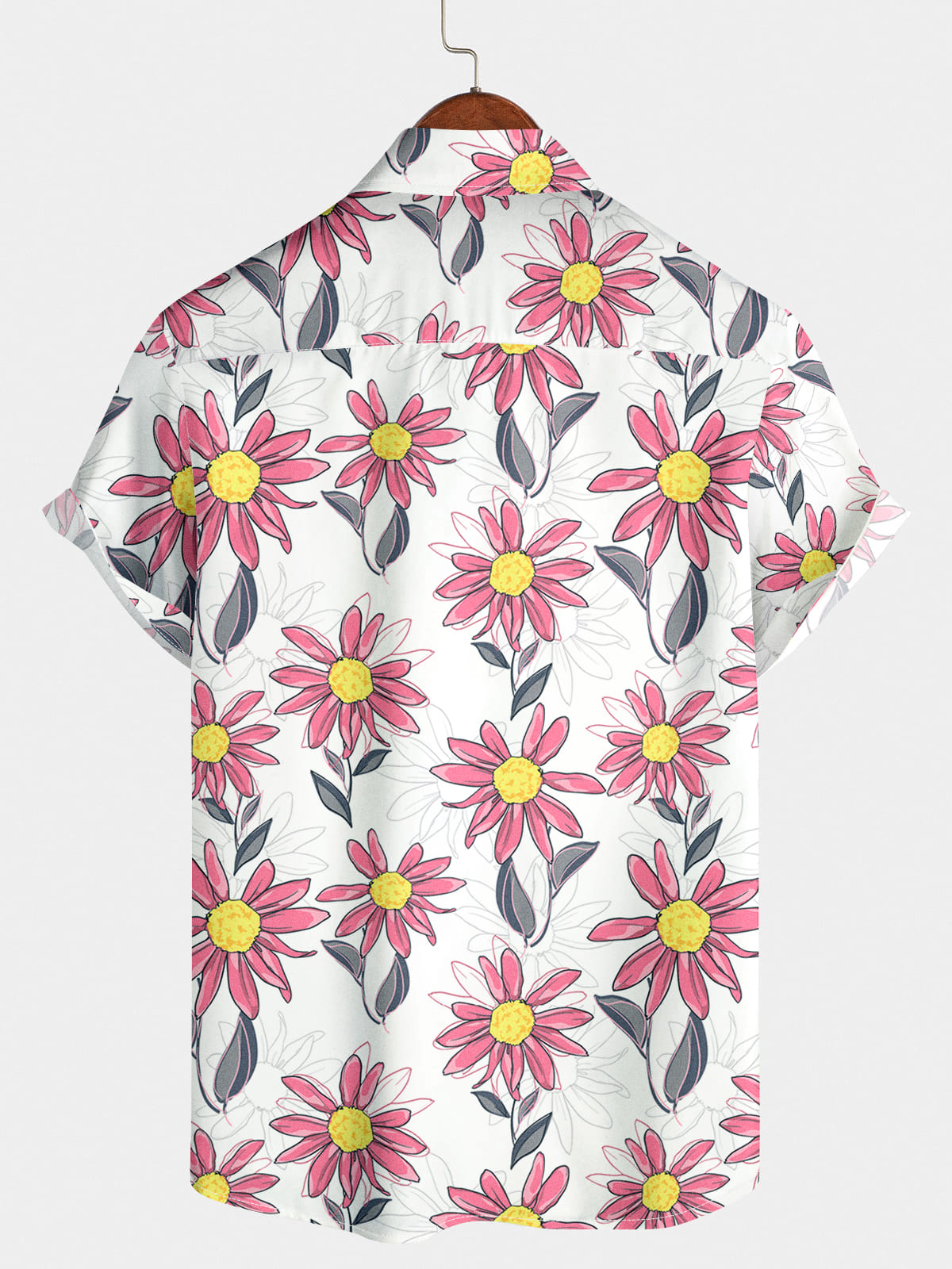 Camicia da uomo a maniche corte con stampa floreale