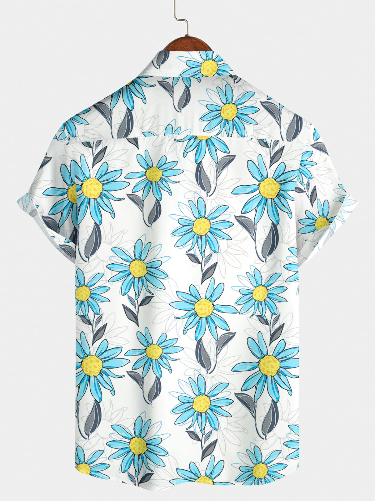Camicia da uomo a maniche corte con stampa floreale