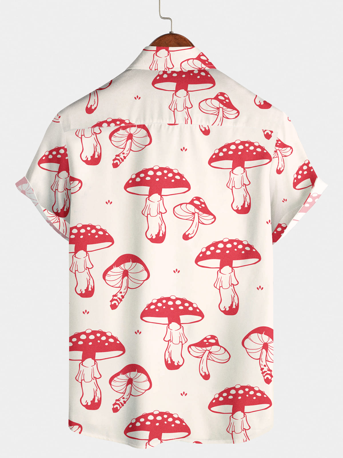 Camicia da uomo a maniche corte con stampa di funghi