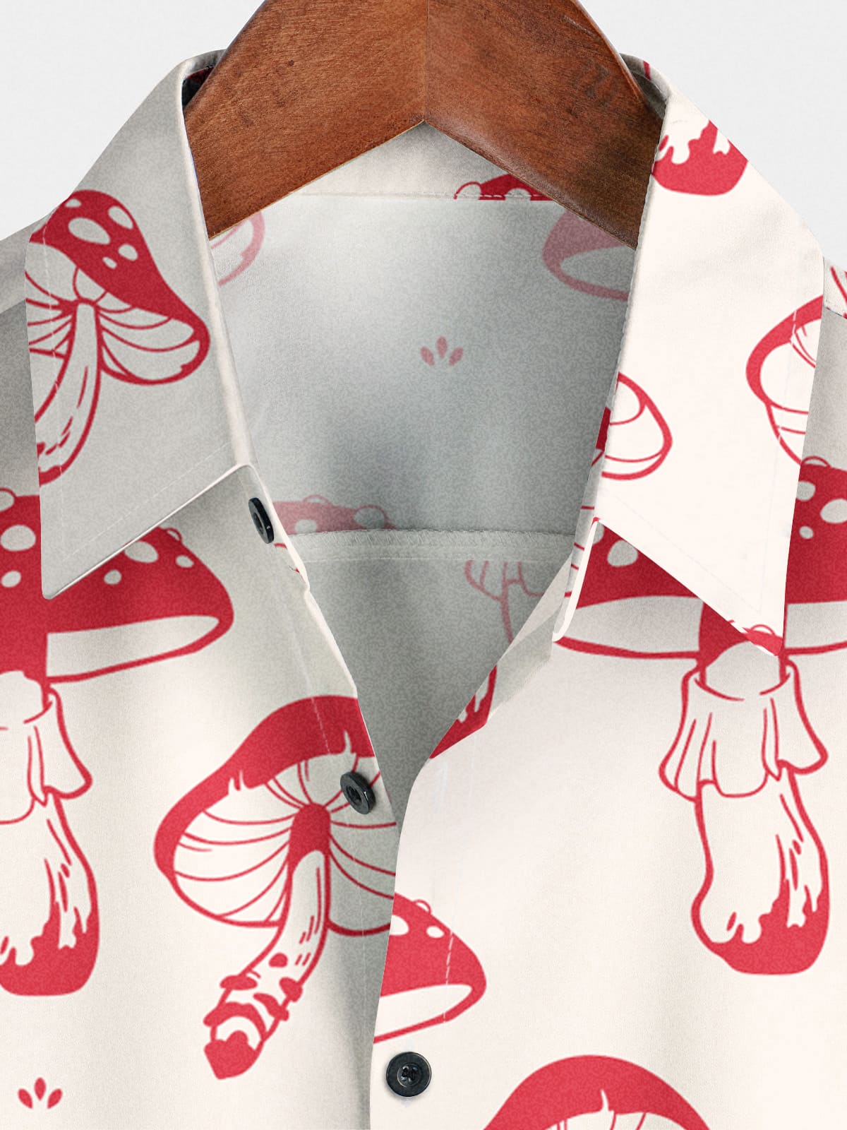 Camicia da uomo a maniche corte con stampa di funghi