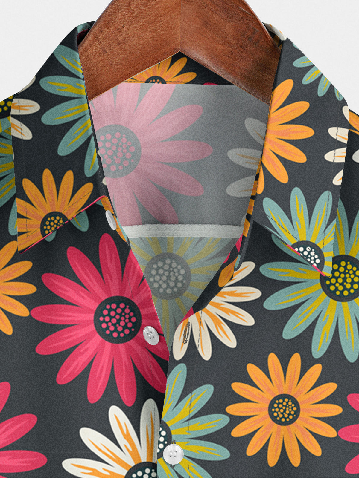 Camicia a maniche corte casual da uomo con margherita