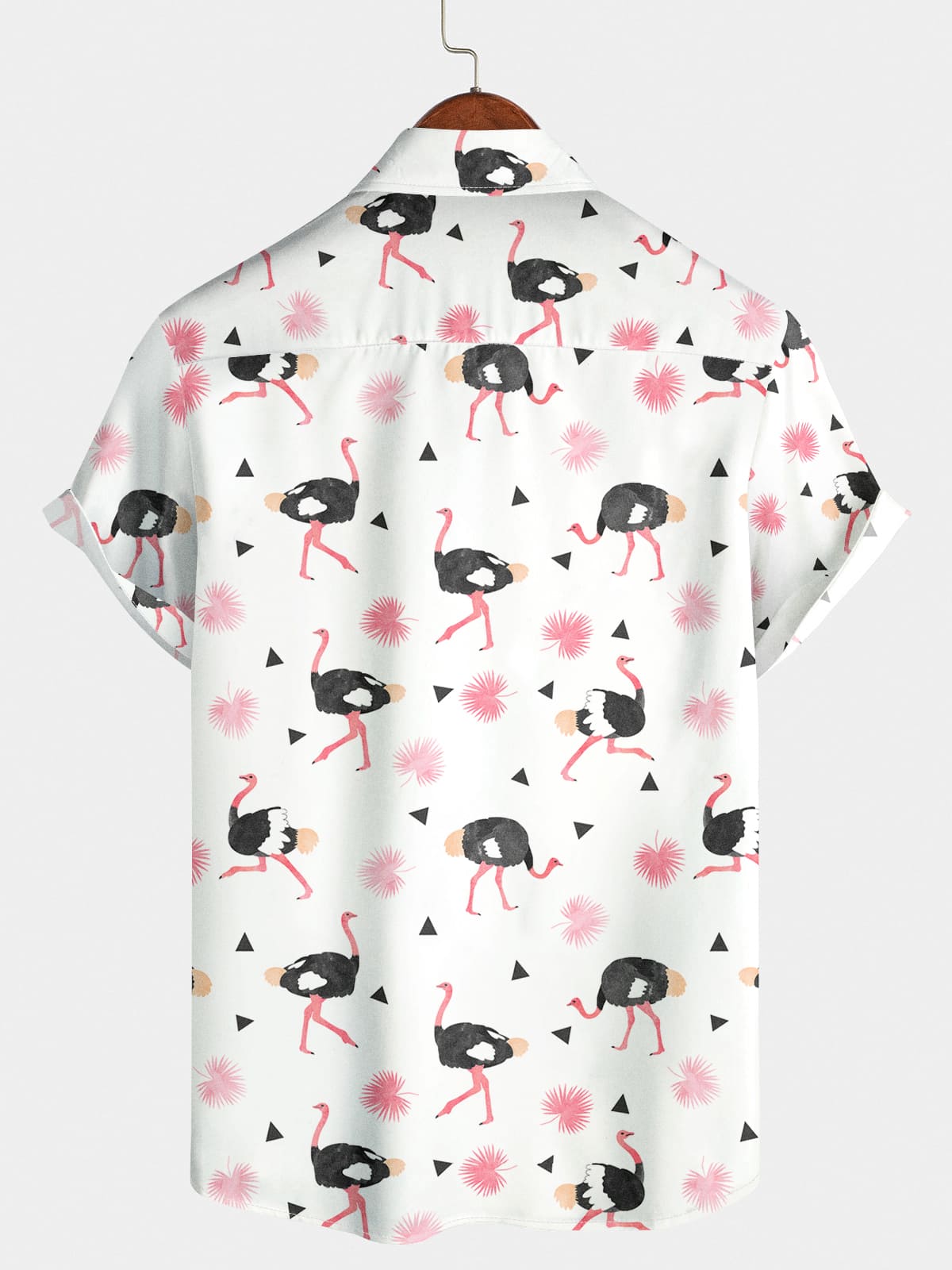 Camicia a maniche corte da uomo con stampa di struzzo