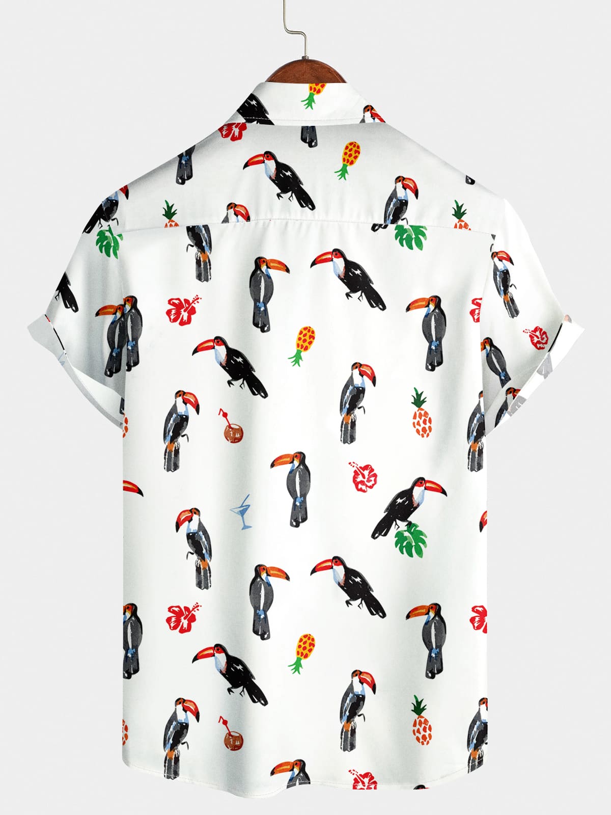 Chemise à manches courtes à imprimé toucans pour hommes