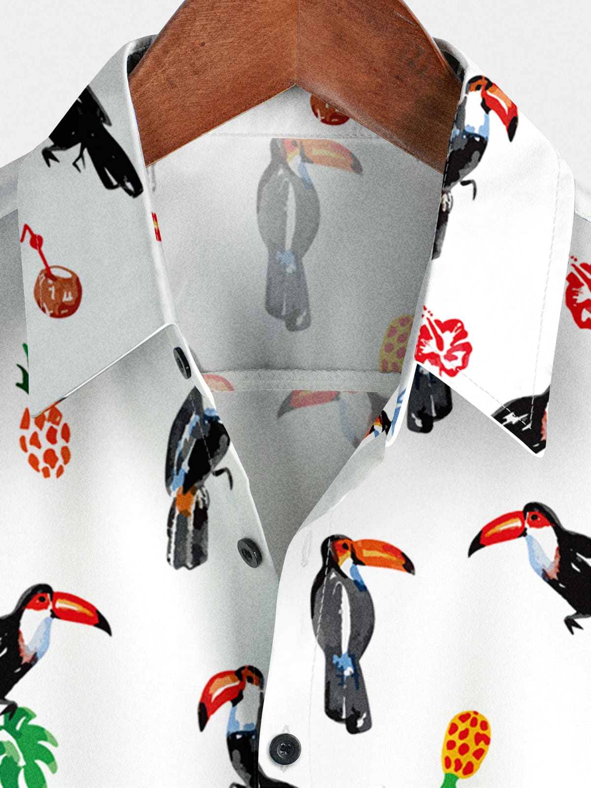 Chemise à manches courtes à imprimé toucans pour hommes