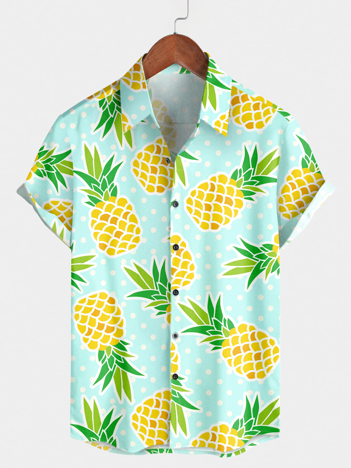 Camicia da uomo a maniche corte con stampa ananas