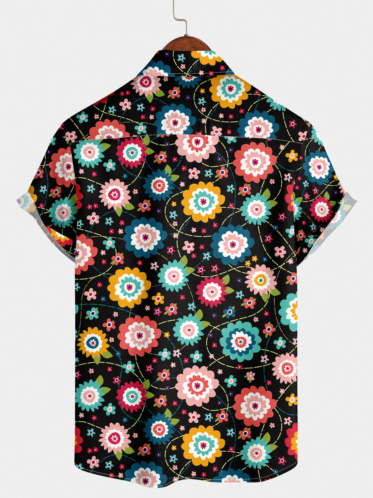 Camicia da uomo a maniche corte con motivo a margherita