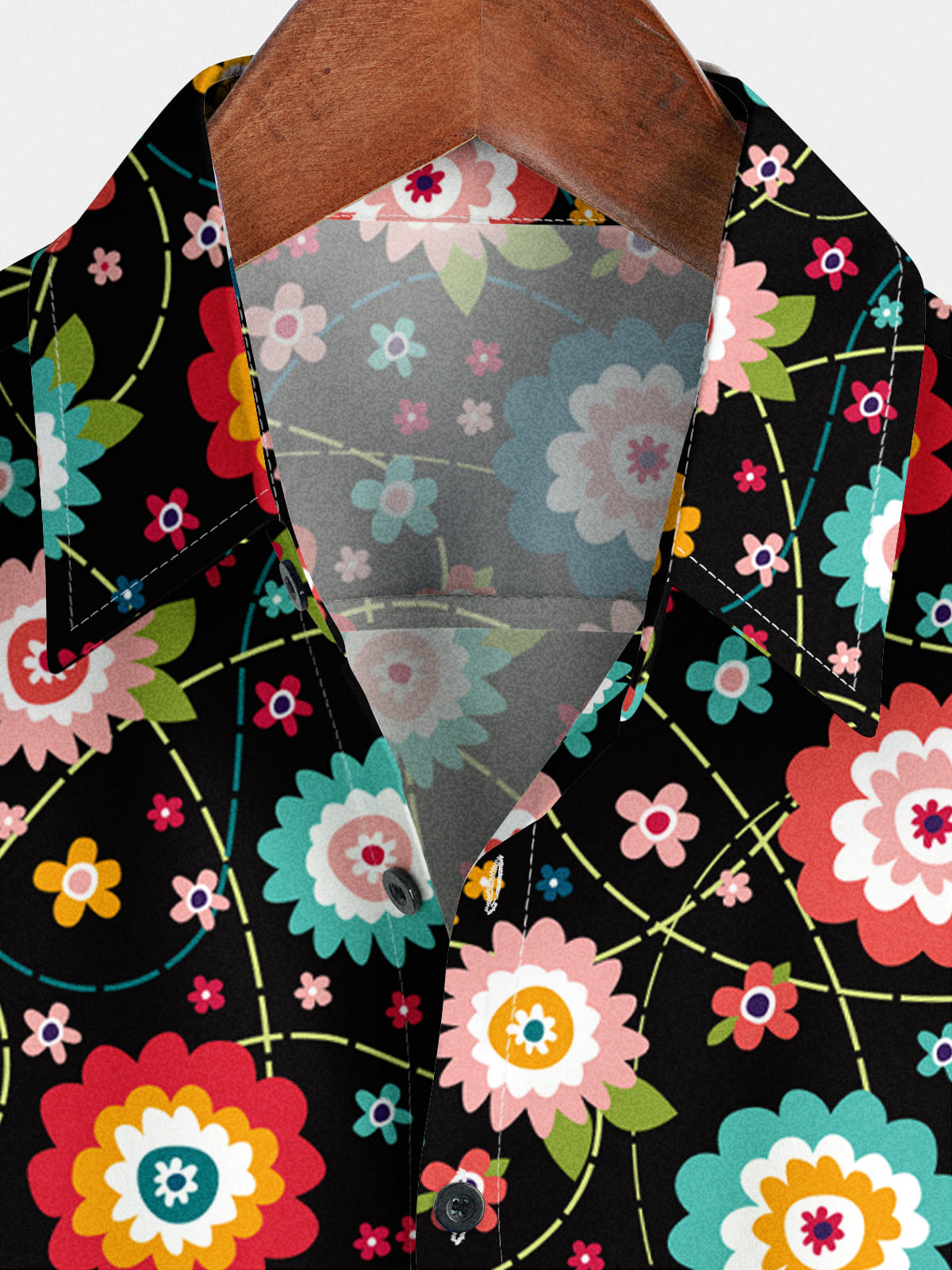 Camicia da uomo a maniche corte con motivo a margherita