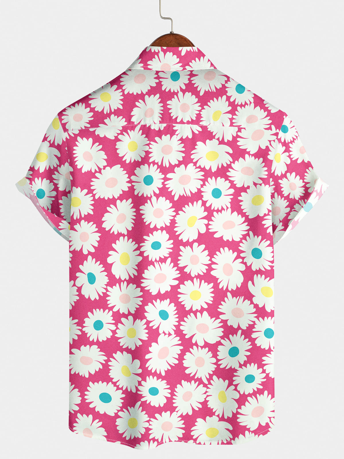 Camicia a maniche corte casual da uomo con margherita
