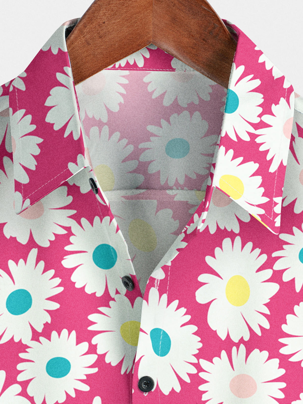 Camicia a maniche corte casual da uomo con margherita