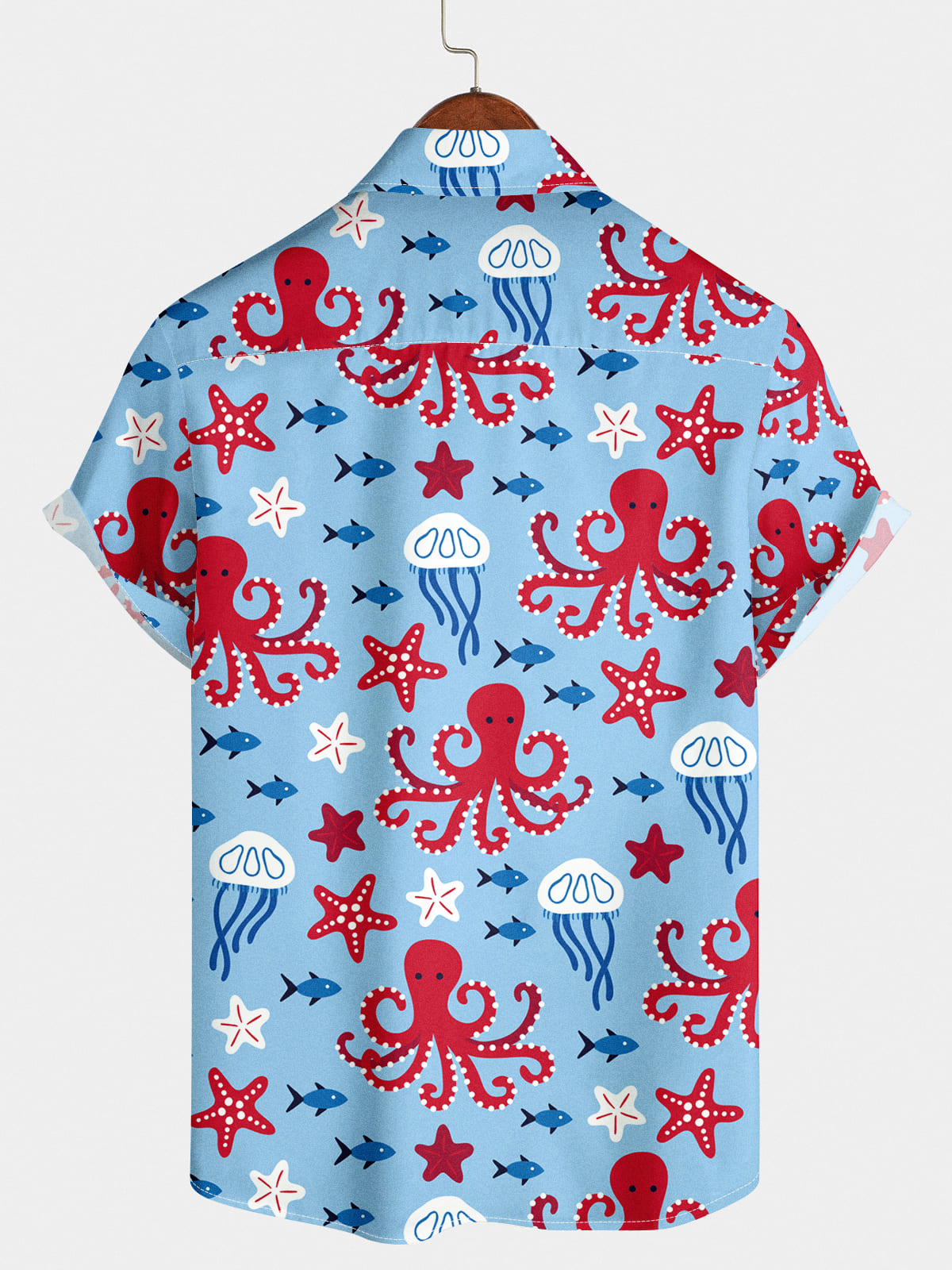 Chemise à manches courtes à imprimé pieuvre pour hommes