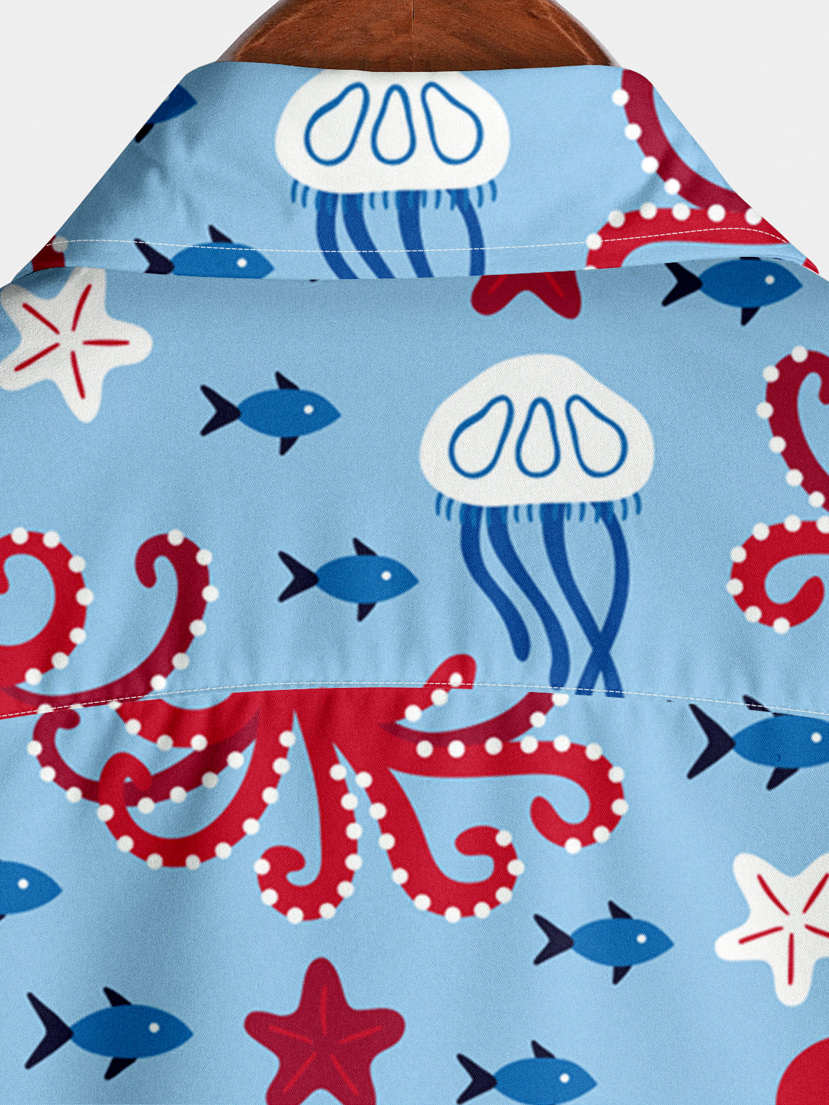 Chemise à manches courtes à imprimé pieuvre pour hommes