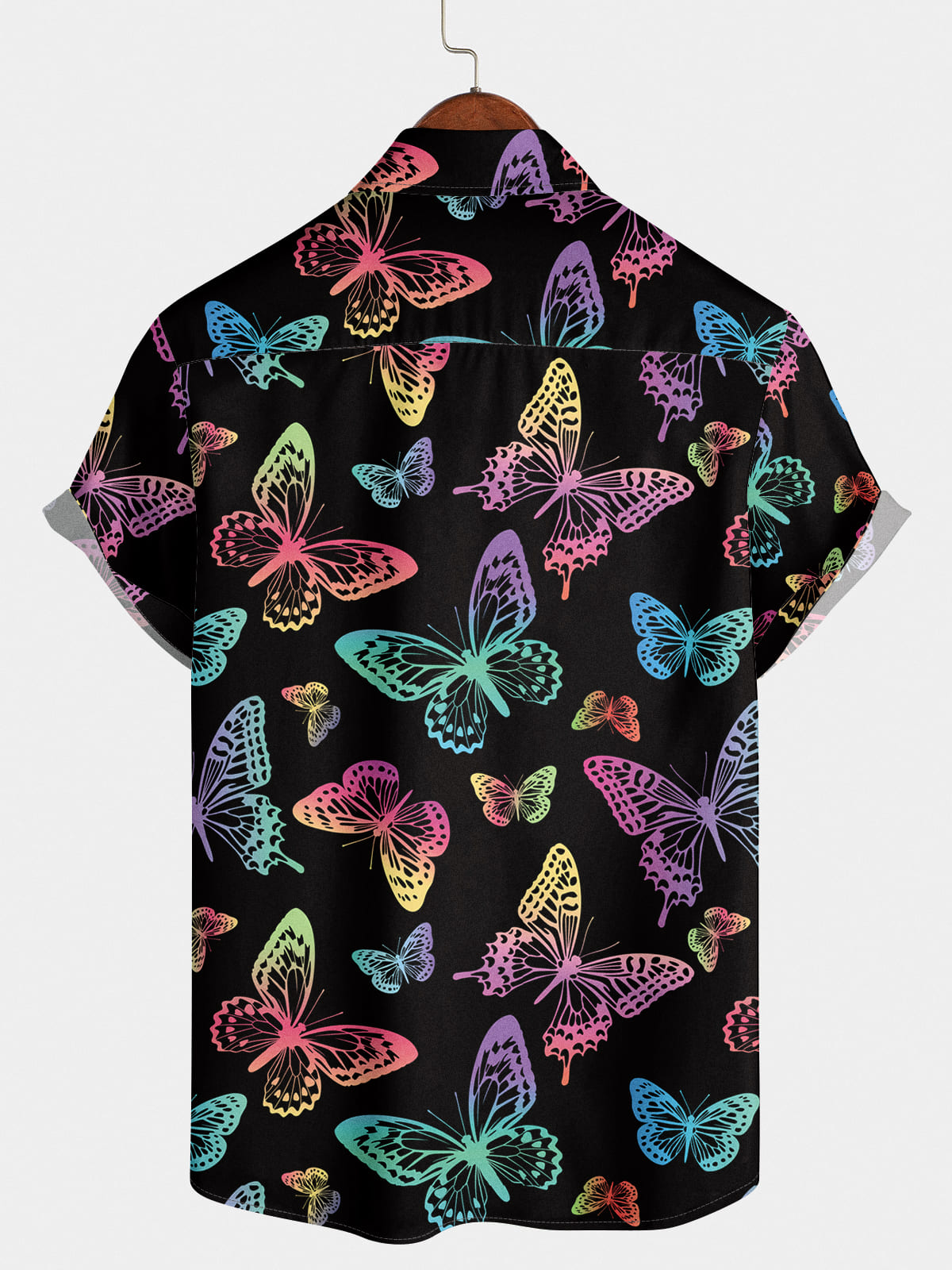 Camicia a maniche corte da uomo con stampa farfalla