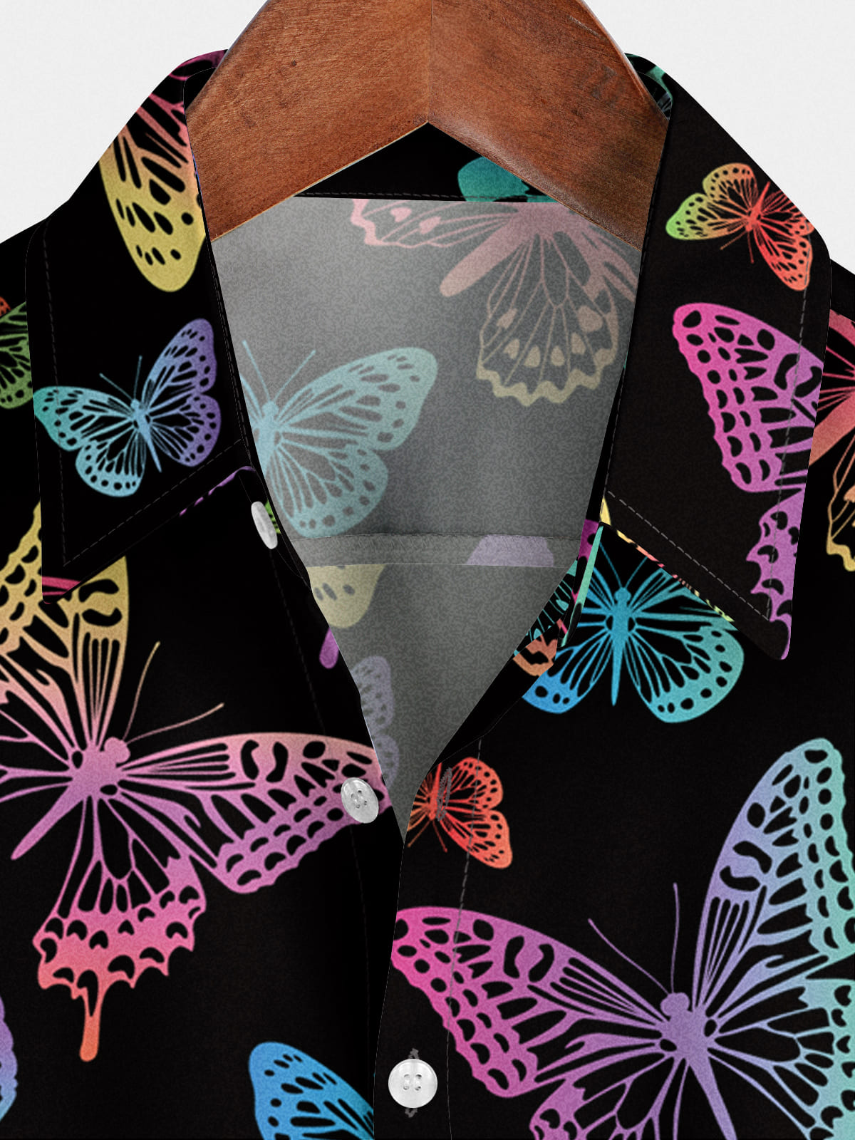 Camicia a maniche corte da uomo con stampa farfalla