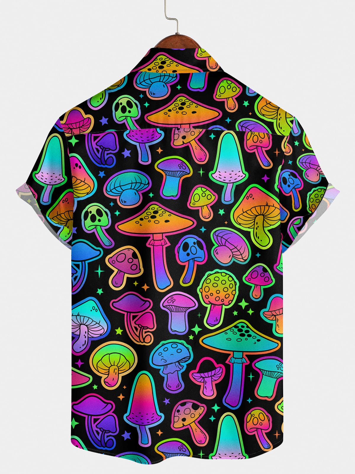 Chemise à manches courtes à imprimé champignon pour hommes